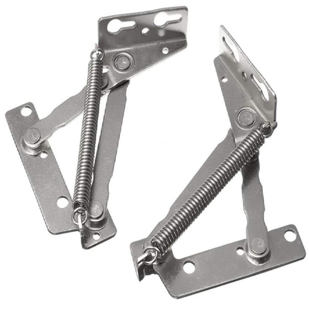 2 Pieces 80 Degree Foldable Lifting Bracket, Black Spring Hinges are Silver