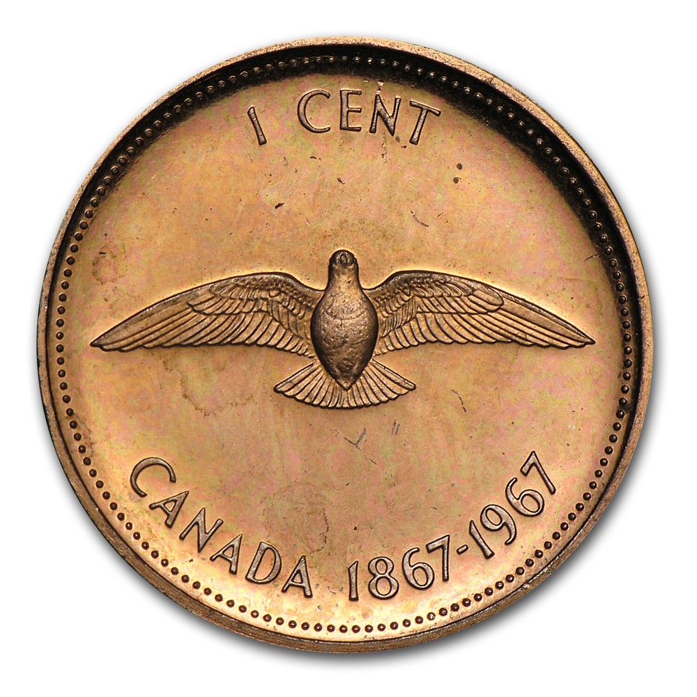 1967 Canada Copper Cent Flying Dove BU/Prooflike