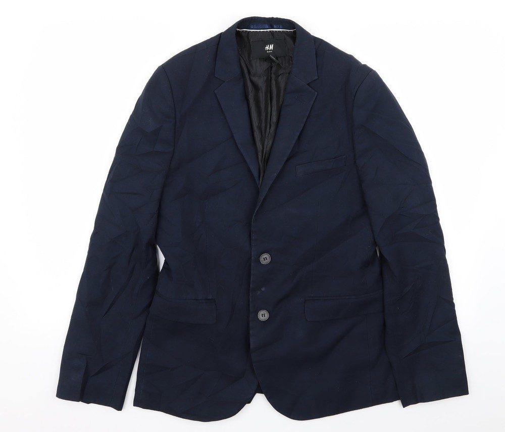 H&M Mens Blue Polyester Blend Blazer Size 36