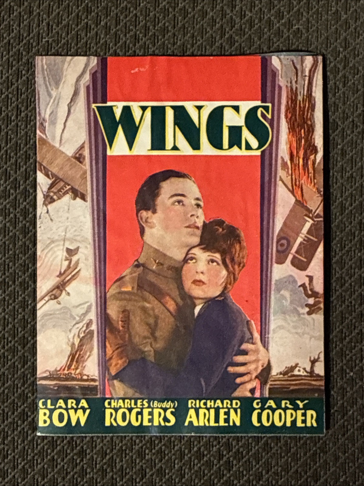 Wings - Original 1927 Movie Herald - Gary Cooper - Clara Bow