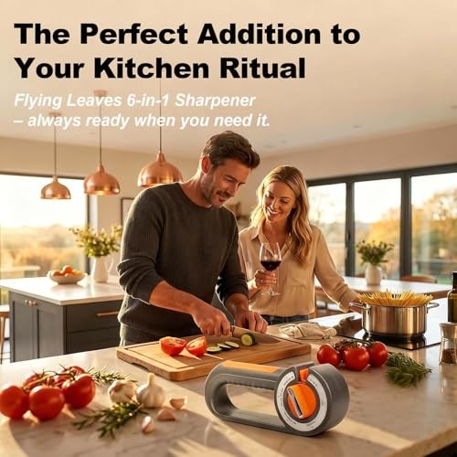 6-in-1 Knife Sharpener for Kitchen - Easy Dial Selects Mode for Chef‘s,