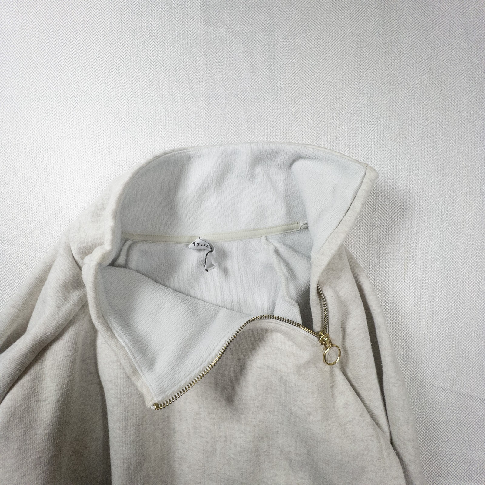 Athleta Cozy Karma Side Zip Funnel Neck Pullover Sweatshirt Size Small Oat