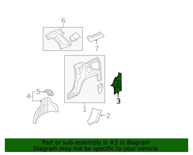 Genuine GM Driver Side Outer Lower Quarter Panel 25994316