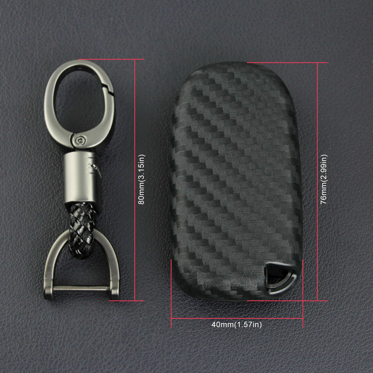 Carbon Fiber Key Fob Chain For Jeep Dodge Chrysler Accessories Cover Case Ring