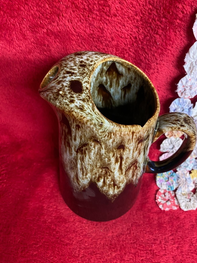 Vintage Tall Brown Drip Pitcher
