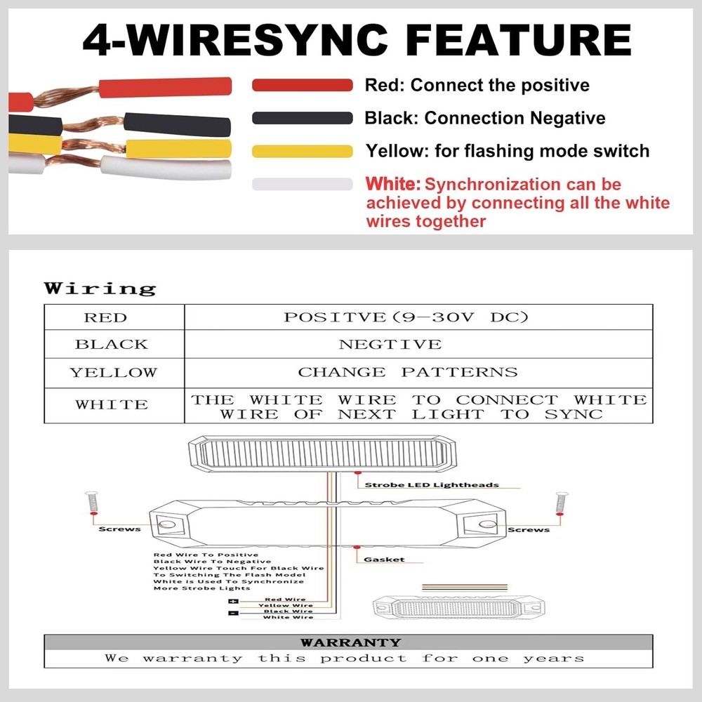 4PCS 6-LED Sync Flash Grille Light | Fits Trucks SUVs
