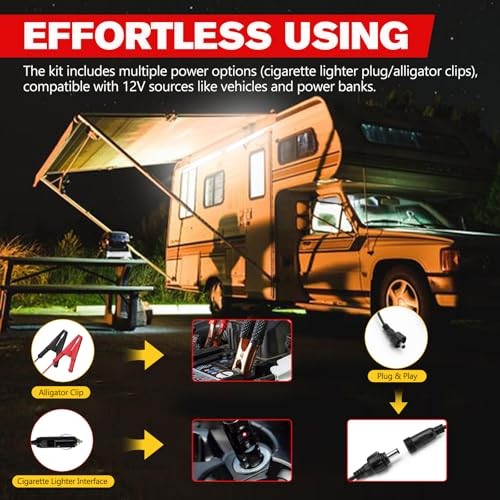 12V Interior Light Bar Kit, Dimmable Camping Lights, Weatherproof 6 PCS White