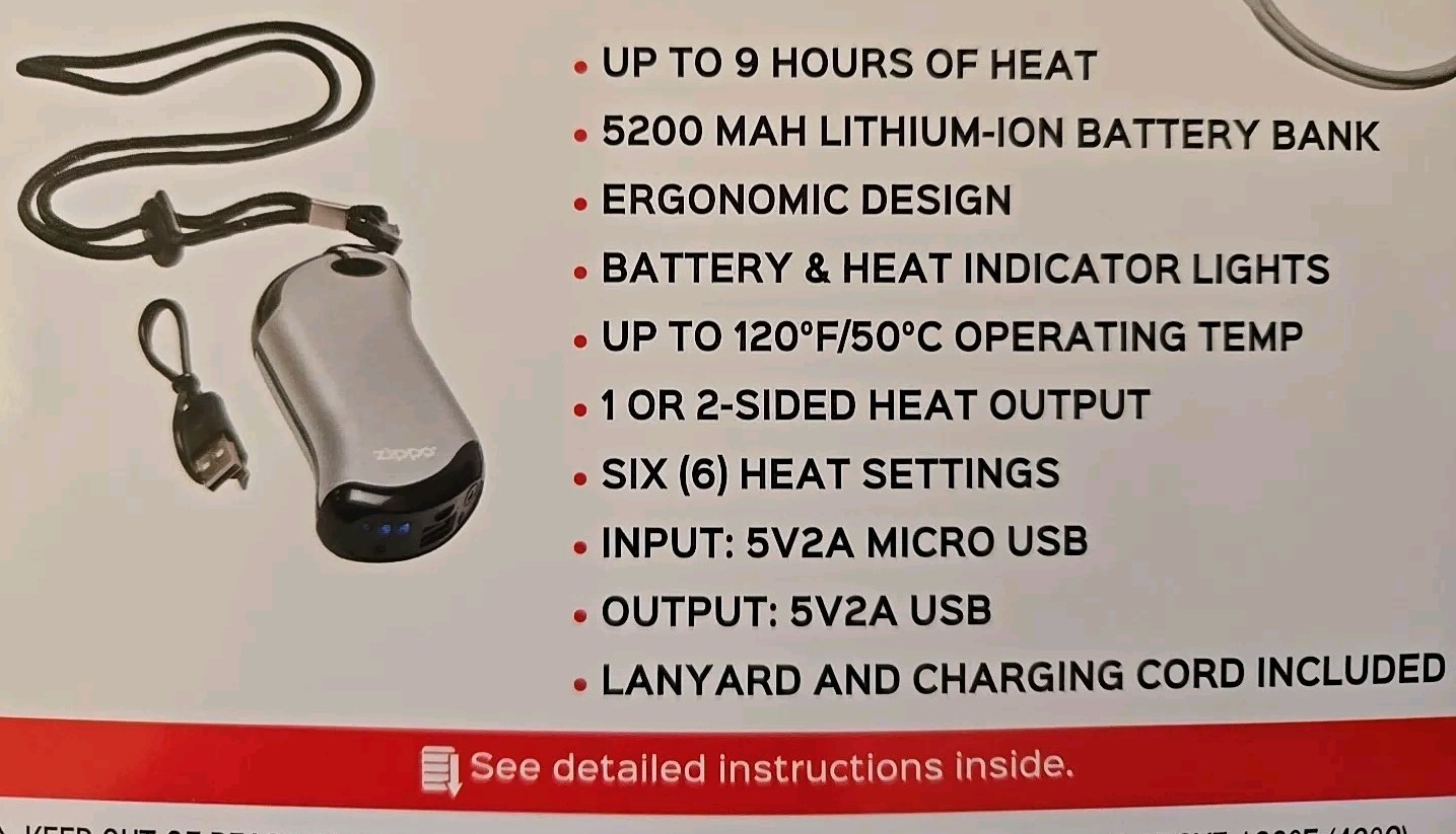 🌟NEW🌟 Zippo SILVER HeatBank 9s Rechargeable Hand Warmer & Power Bank SEALED