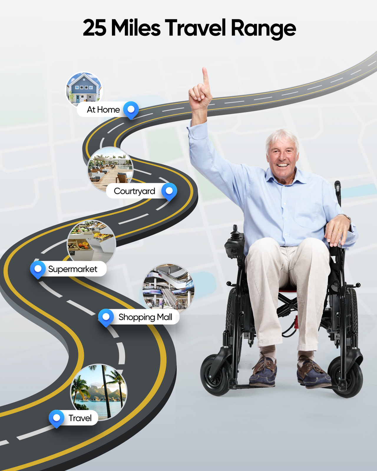 All Terrain Electric Wheelchair Heavy Duty 500W Foldable Electric Wheelchairs