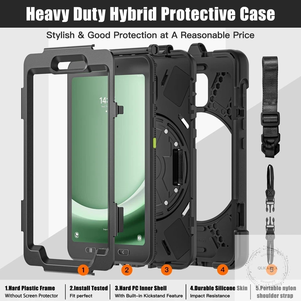 Galaxy Tab Active5/Active 3 8.0 Case, with 360 Stand, Handle Hand Strap