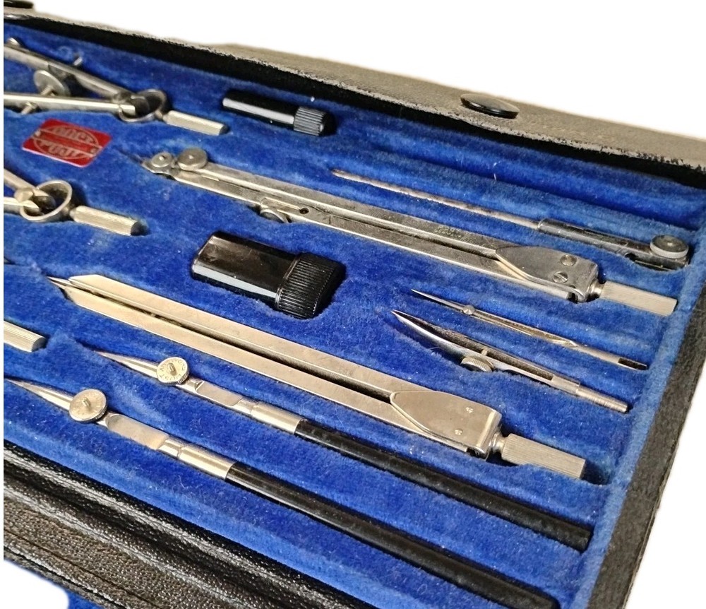 Vintage Drafting Set by Post Designmaster 1146 C - Very Nice Blue Velvlet