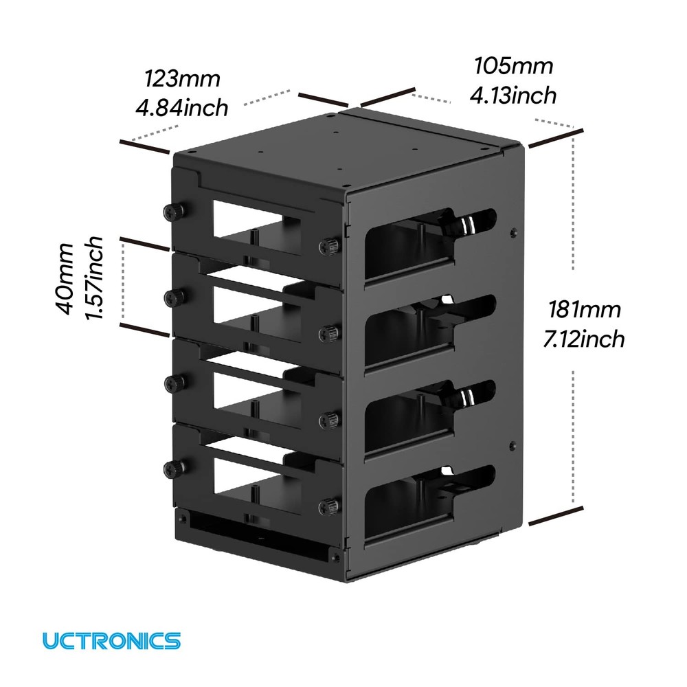 for Raspberry Pi Cluster Case, Desktop Metal Rack Case, 4 Layers with 2 Cooli...