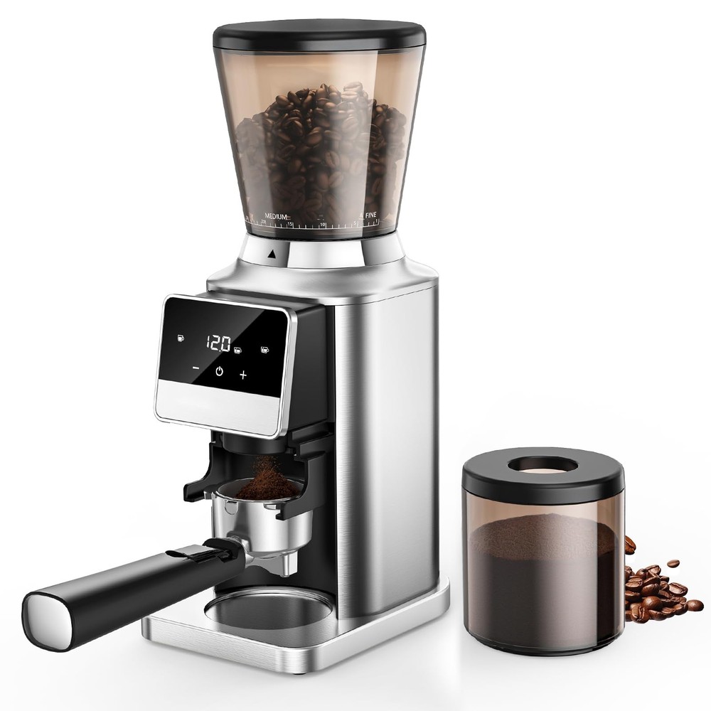 Conical Coffee Bean Grinder with 34 Grind Settings for Home Use, Precision Timer