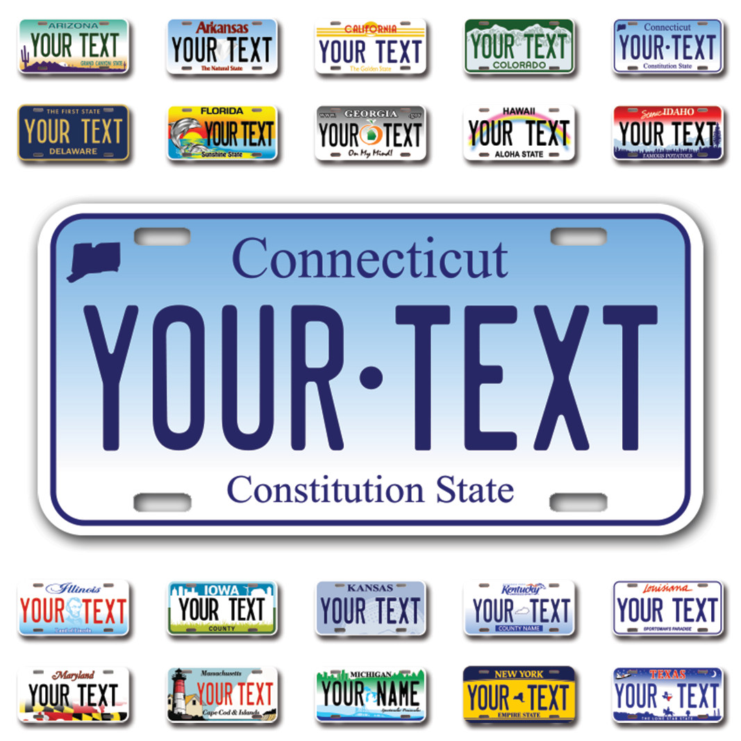 Custom state License Plates with personalized text Car 12x6- Moto 7x4 - Bike 6x3