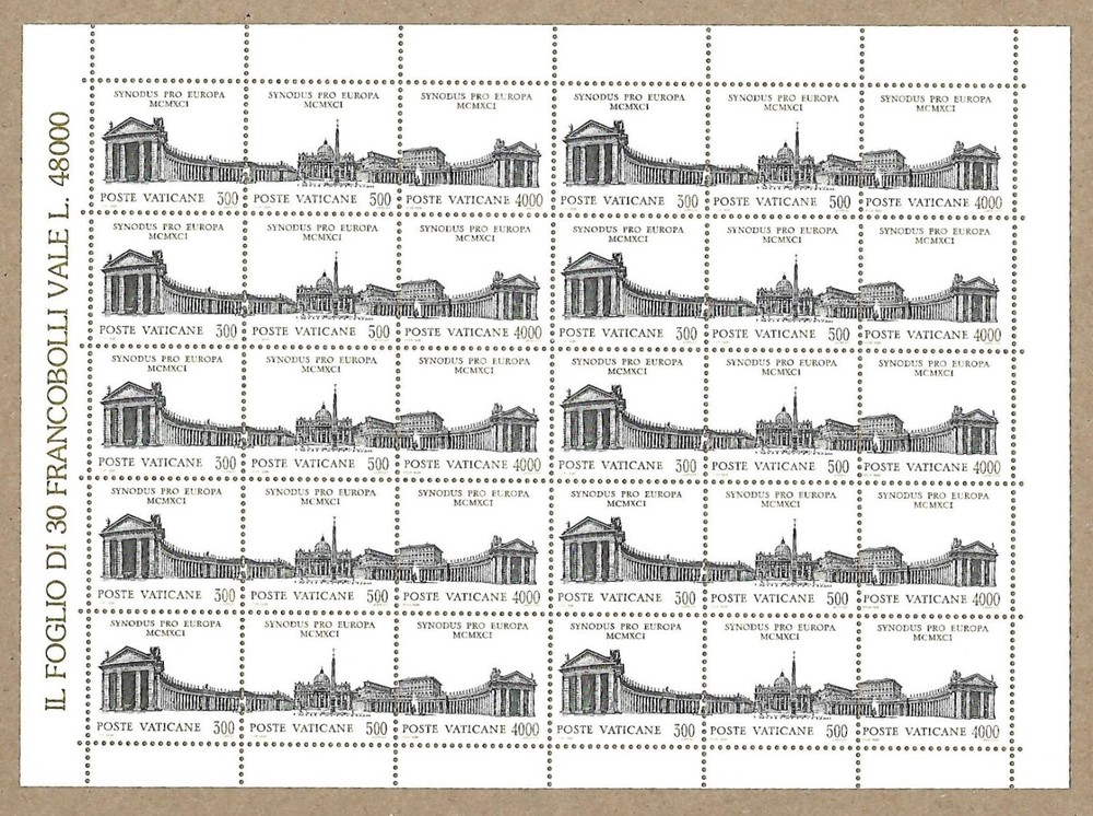 (FS265) Vatican 1991 Bishops'  Assembly  Full Sheets MNH