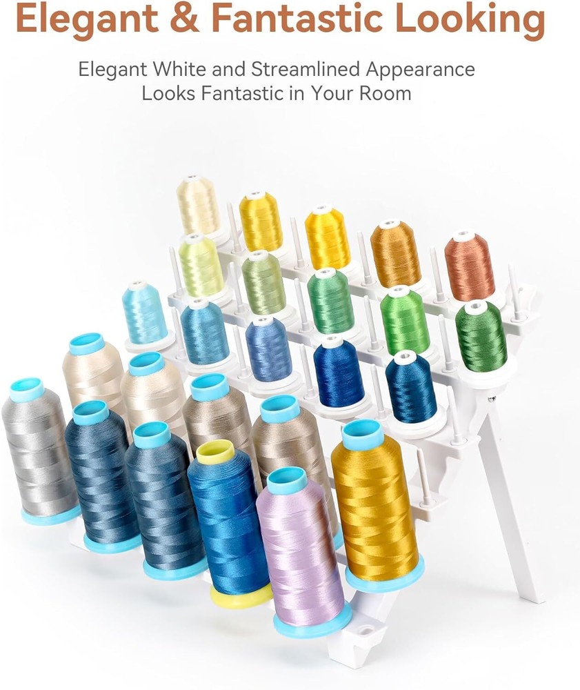 Sew Tech Thread Rack, Bright White Plastic Holder with 1-Set Rack Pro