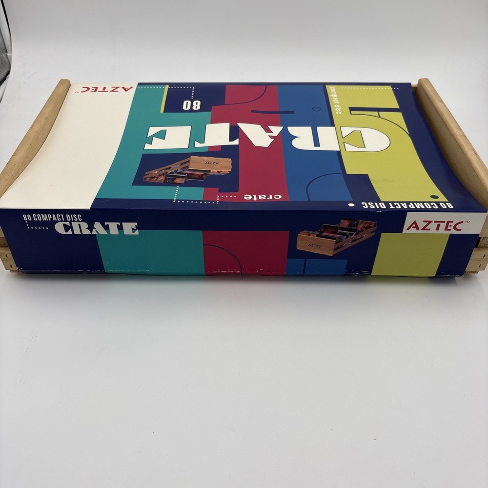 Aztec CD Crate - 80 CD Wooden Compact Disc Storage - NEW