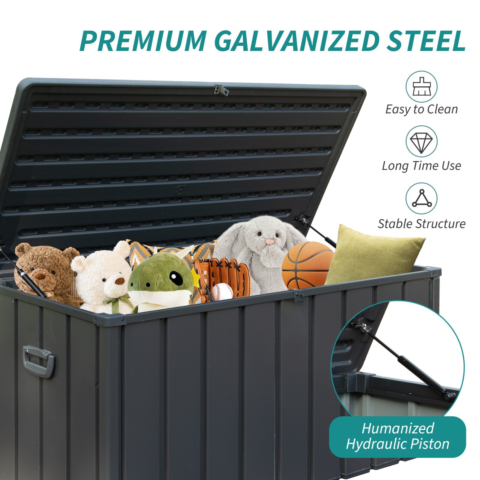 Domi Outdoor Storage Deck Box 100 Gallons Water Resistant Lockable with Wheels