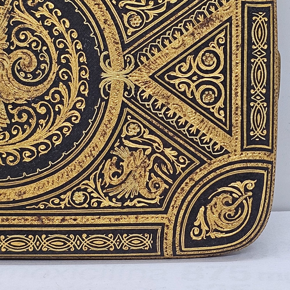 antique spain toledo cigar vesta case damascene dragon rectangular