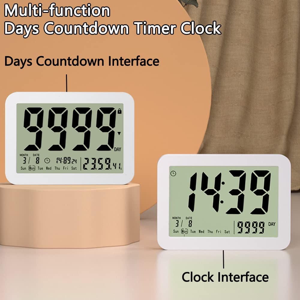Digital Countdown Days Timer Clock- 9999 Days Count Down Timer with Stand Str...