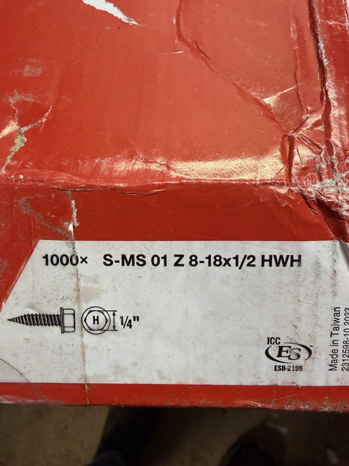 Hilti HVAC Screws SMS 01z 8-18x1/2” Hwh Self Tapping Screws