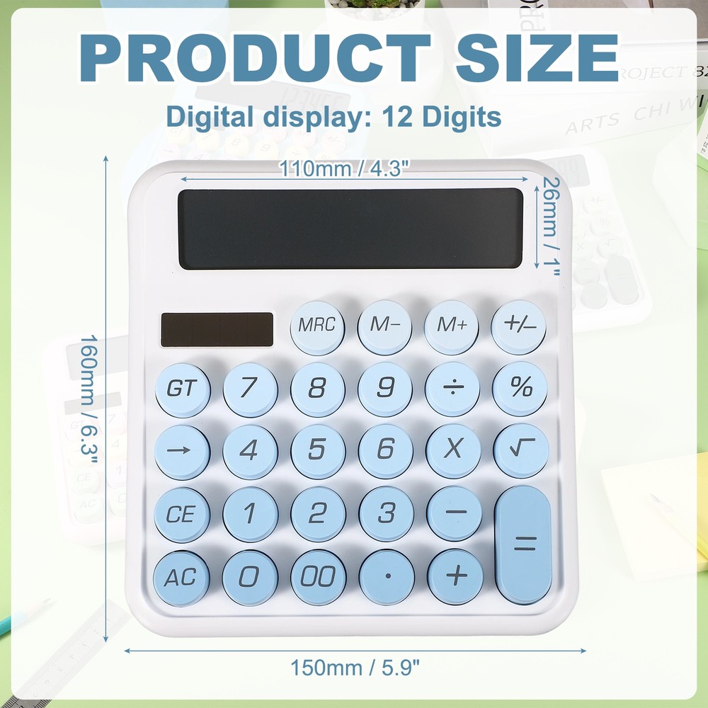 Cute Calculator Desk Calculator Basic Big Button, Gradient Blue