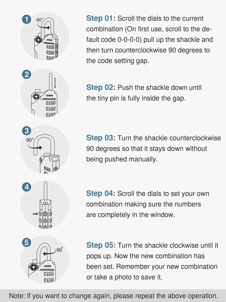 TSA Approved Travel Locks - 4 Digit Resettable Combination Code, 2 Pack