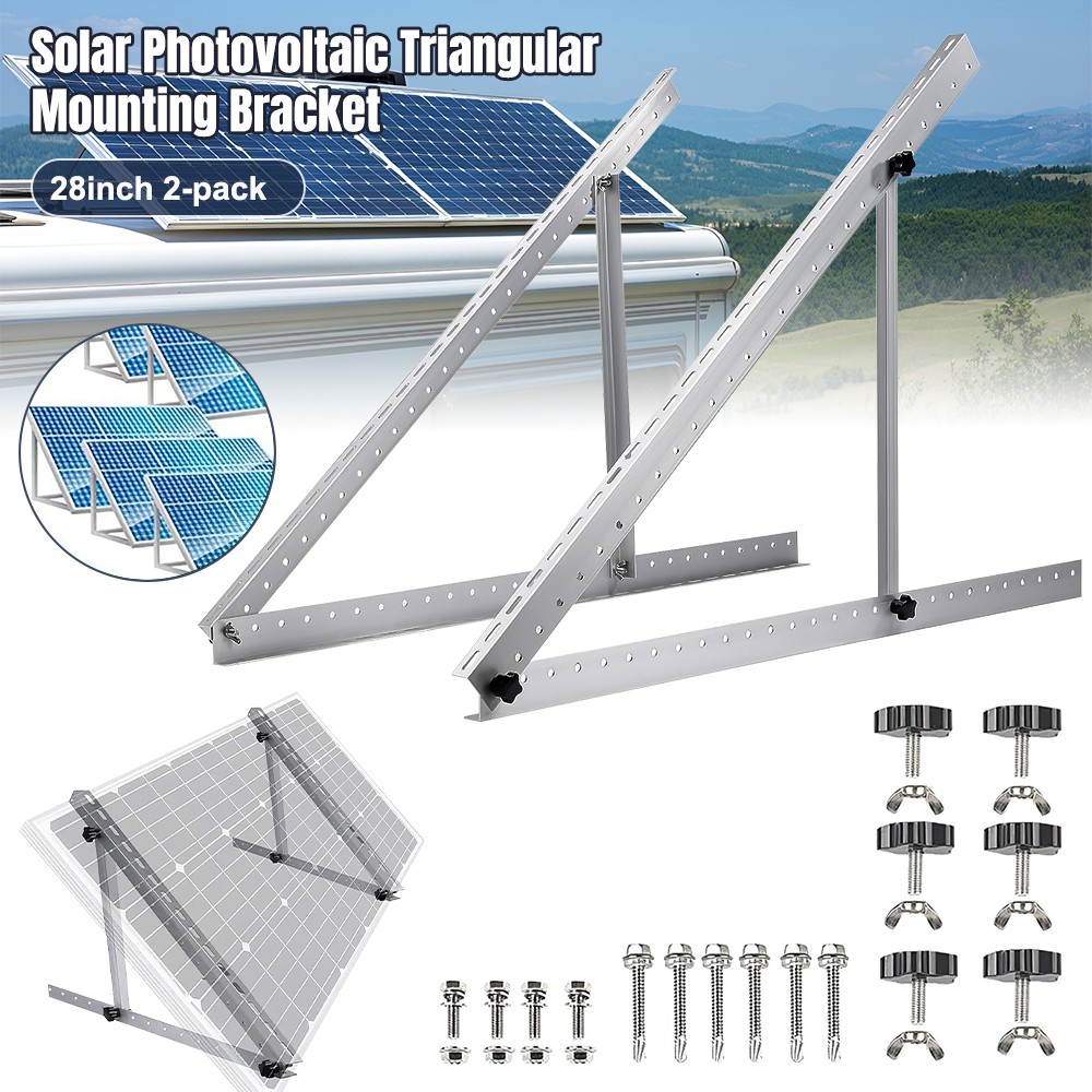 28in Solar Panel RV Tilt Mount Brackets Kit System Roof Flat Surface Adjustable
