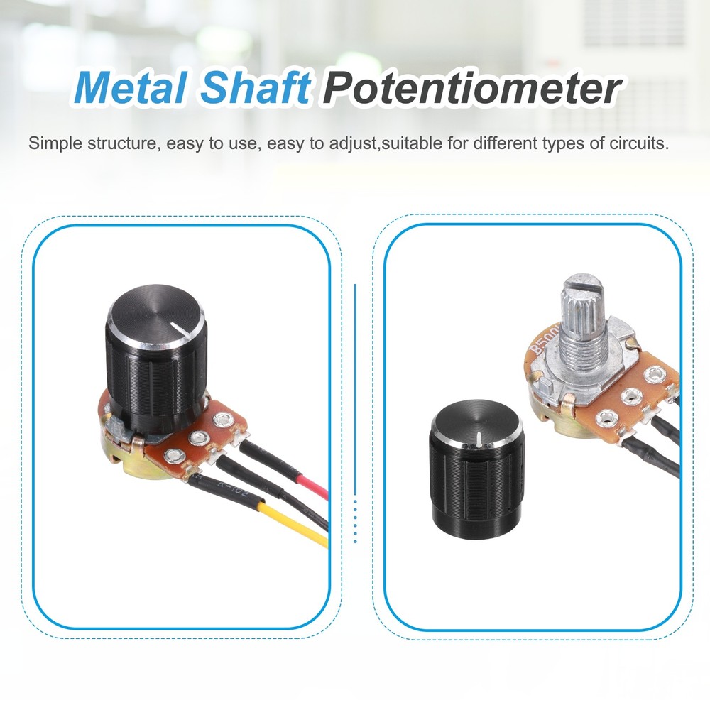 3Pcs WH-148 Potentiometer 3Pins B500K±20% Ohm Variable Resistor with 3 Knobs