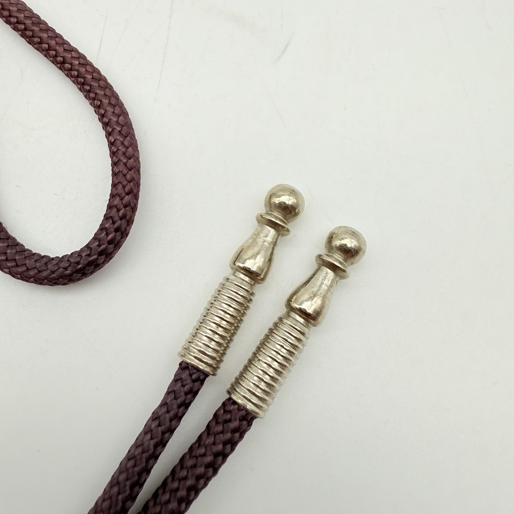 Seashell Brown Rope Bolo Tie with Silvertone Tips