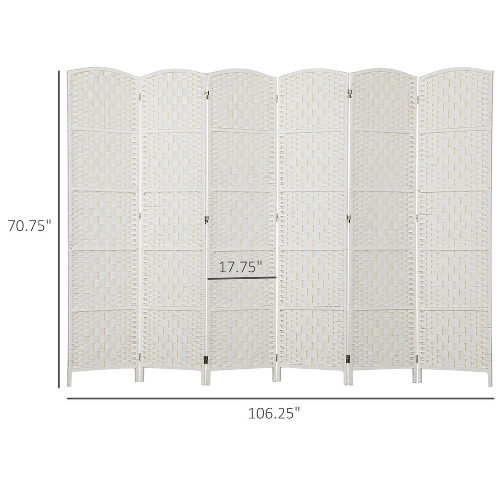 6 Panel Folding Privacy Screen, 6FT Partition Wall Divider, White