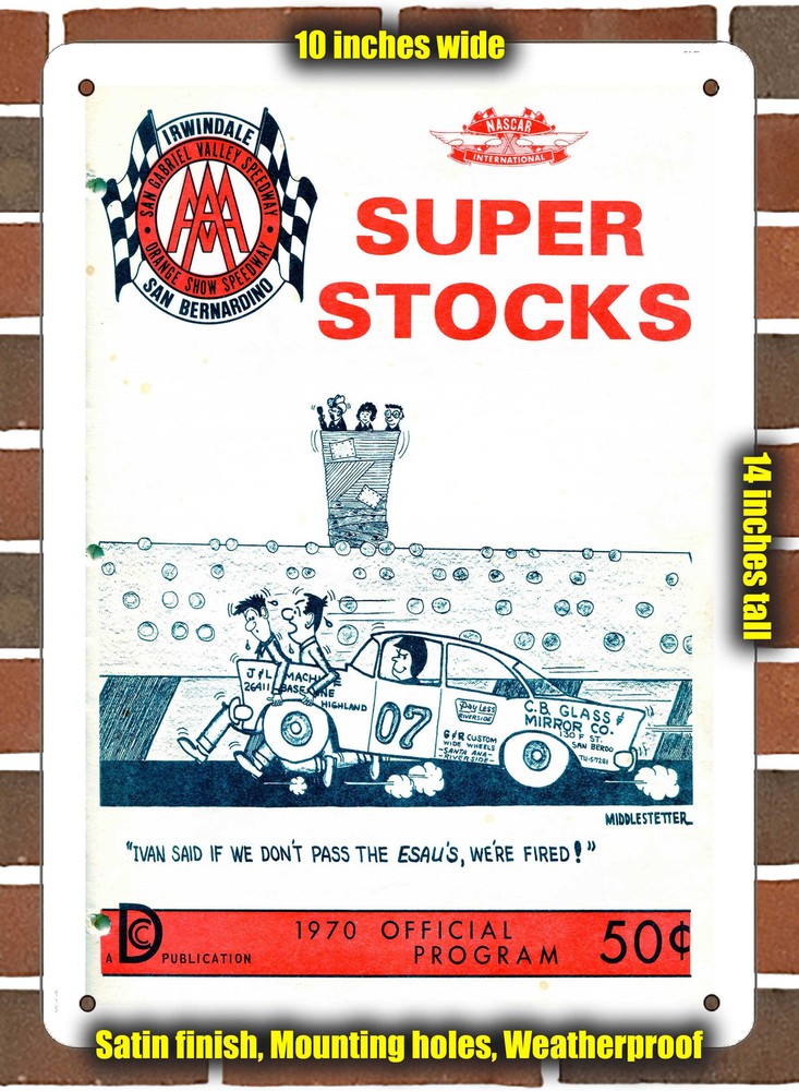 Metal Sign - 1970 San Gabriel Valley Speedway Racing Program - 10x14 inches