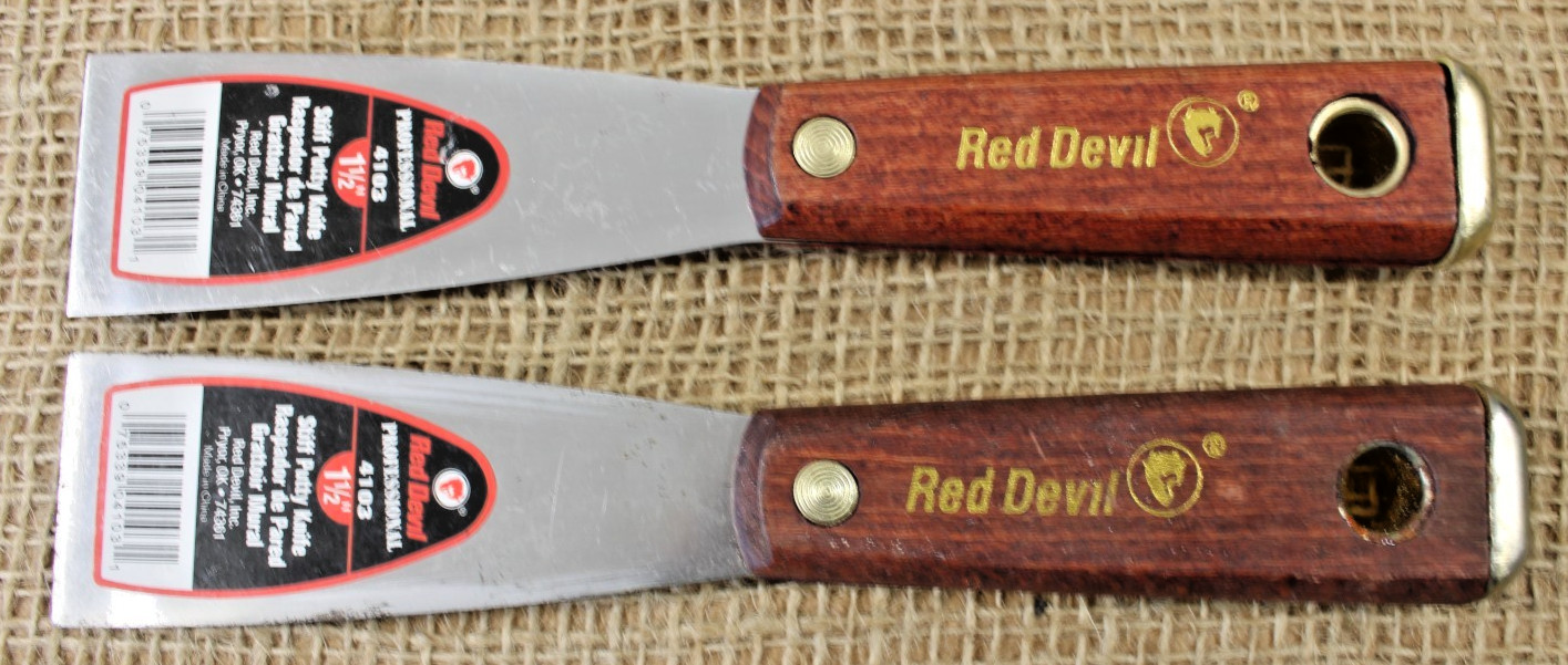 2 Red Devil Professional Stiff Putty Knife 1-1/2" Wide Scraper Tool 4103 NOS