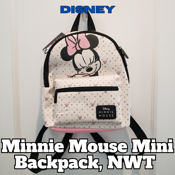 Disney - Minnie Mouse Mini Backpack Pink & White (NWT) Minnie House, Bioworld
