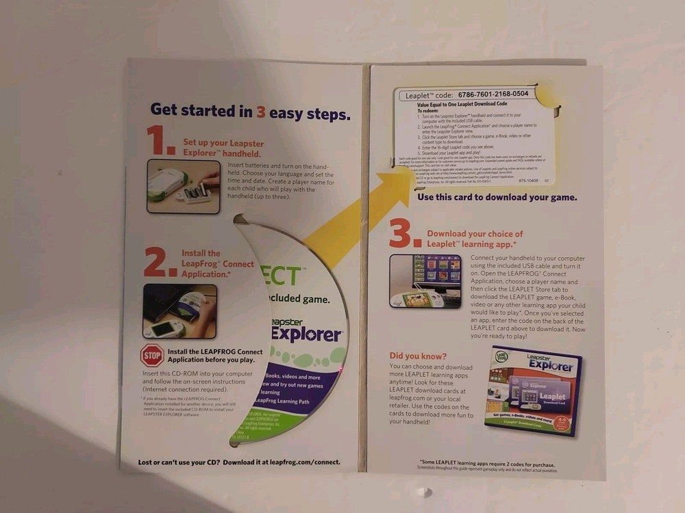 Leap Frog Leapster Learning Game System --Quick Start Guide----