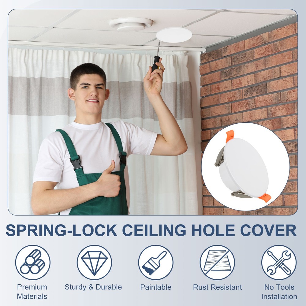 3Pcs 185mm/7.3" Round Ceiling Cover Plate, Cap Access Panel for 4.9-6.9", White