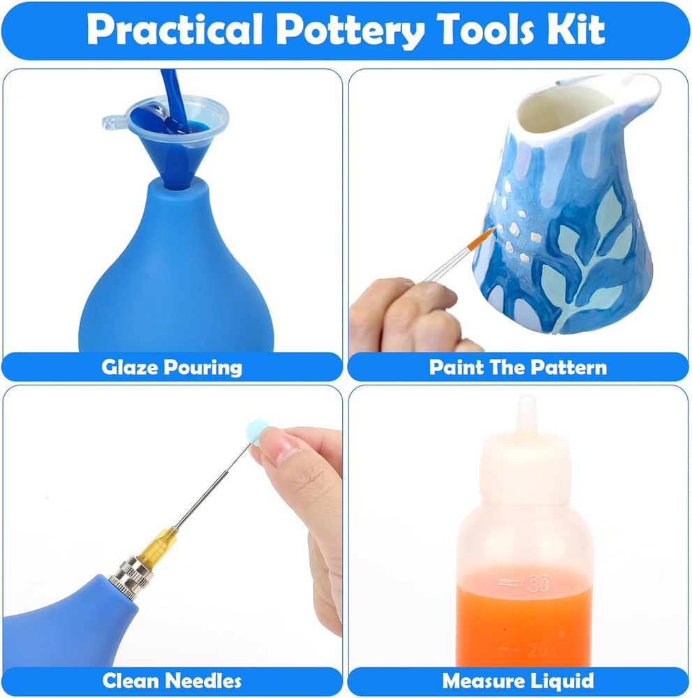 98 PCS Pottery Tools Supplies Precision Tip Applicator, Clay Slip Trailing Bottl