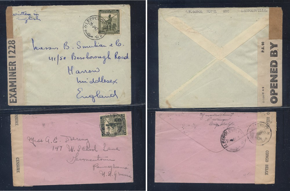 Belgium  2  censor  covers, one large cover