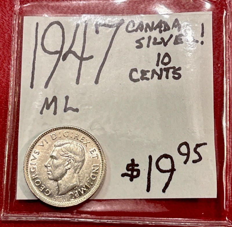 1947 Canada Silver! 10 Cent! ML! ENN Coins