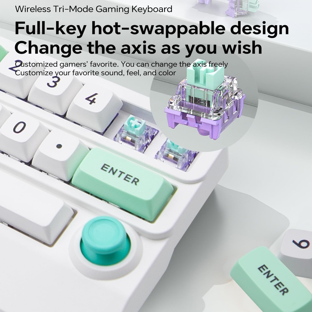 W909 Wireless RGB Mechanical Numeric Keypad, Hot-Swappable, Macro-Programmabl...