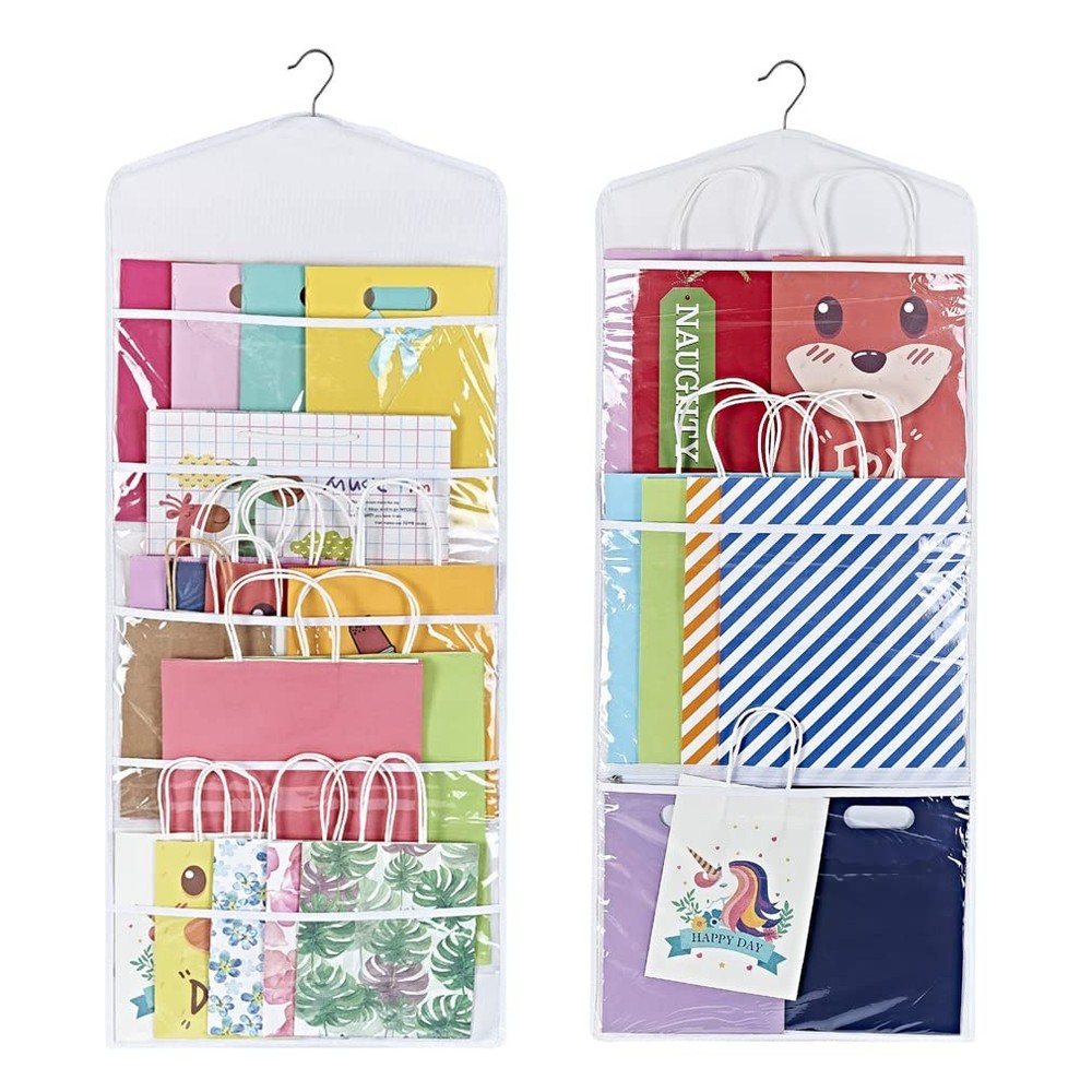 Hanging Double Sided Gift Bag Storage Organizer with Multiple Front and Back ...
