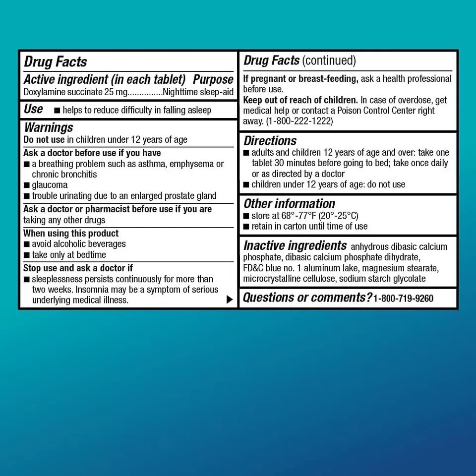 Amazon Basic Care Nighttime Sleep Aid, Doxylamine Succinate 25mg, 96 Ct.