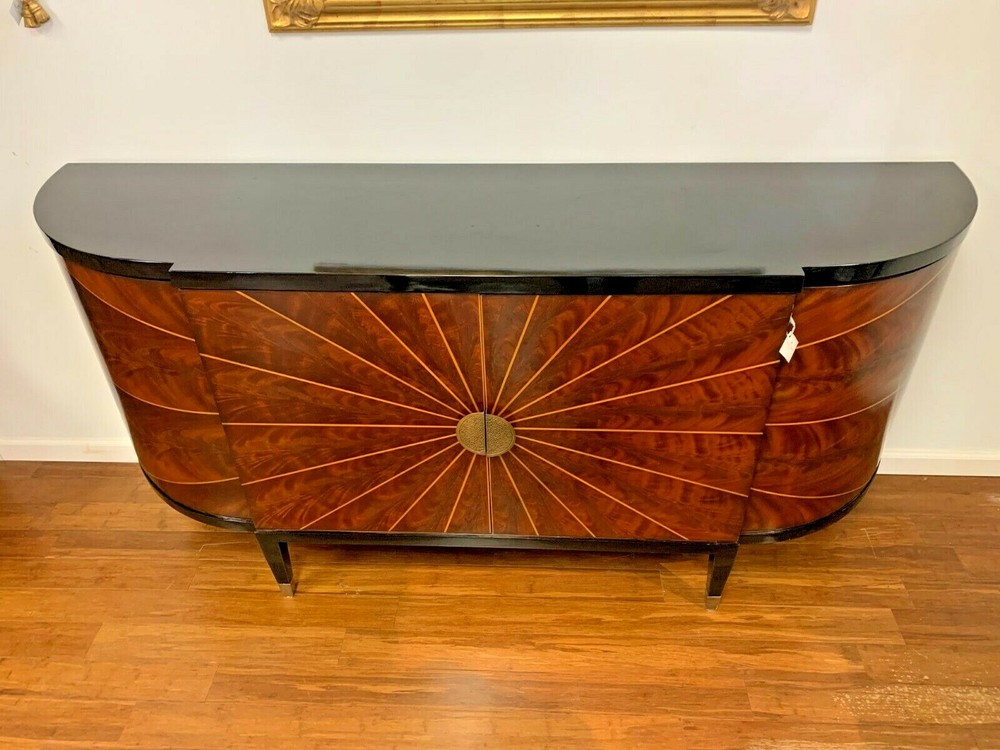 Mahogany Deco Style Buffet with Black Lacquer Top