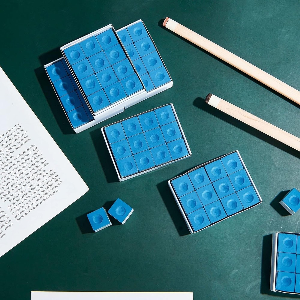 72 Blue Pool Chalk Cubes for Enhanced Game Precision and Performance