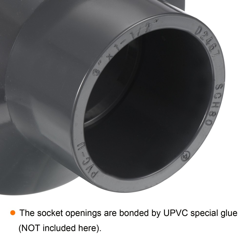 UPVC Hose Reducer Fitting 3"x 1-1/2" Program Socket 80 Straight Coupling