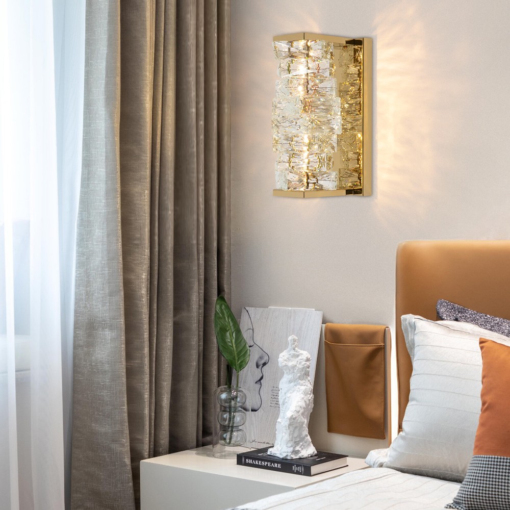 Modern Golden Crystal Wall Lamp with Adjustable LED Light Source