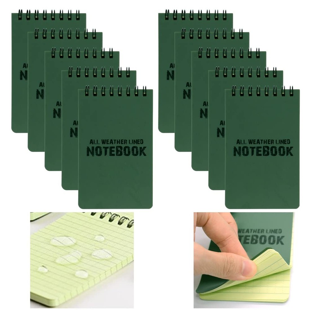 10 Pack All Weather Shower Waterproof Notebook, Pocket Size Tactical Notepad ...