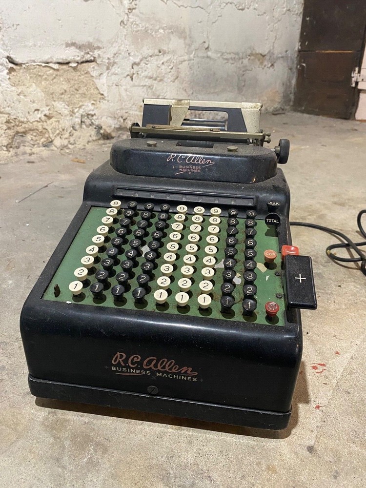 Antique R.C. Allen Adding Machine ~1930s, Black 