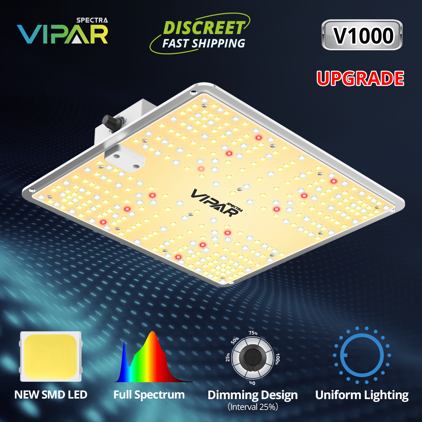 VIPARSPECTRA P2000 P2500 V1000 LED Grow Light Full Spectrum for Indoor Veg Bloom