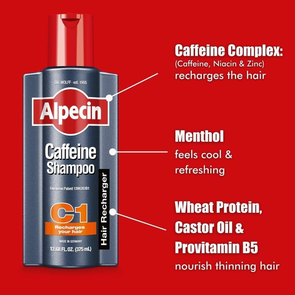 Alpecin C1 Caffeine Shampoo, 8.45 fl oz, Cleanses the Scalp to Promote Natura...